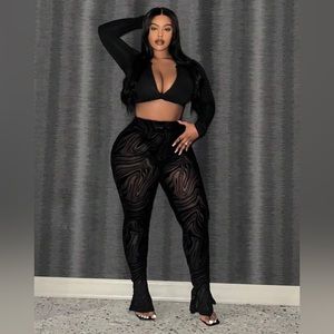 SHEIN Slayr Plus Size Women'S Velvet Sheer Tights